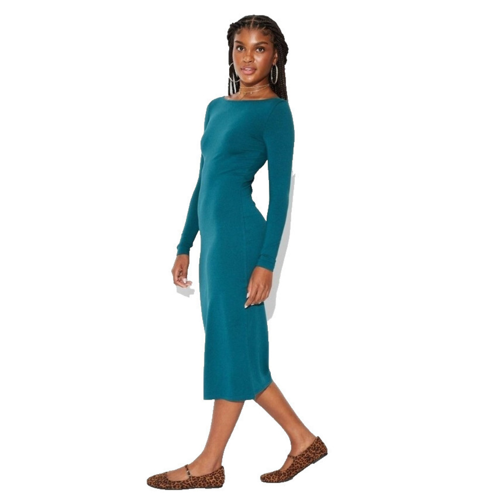 WILD FABLE Long Sleeve Bodycon Dress - Teal, NWT)